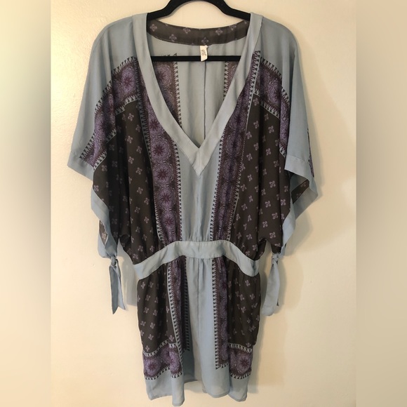 Free People Santa Cruz Mini Dress Kimono Sleeve Festival Boho Hippie - Picture 1 of 8